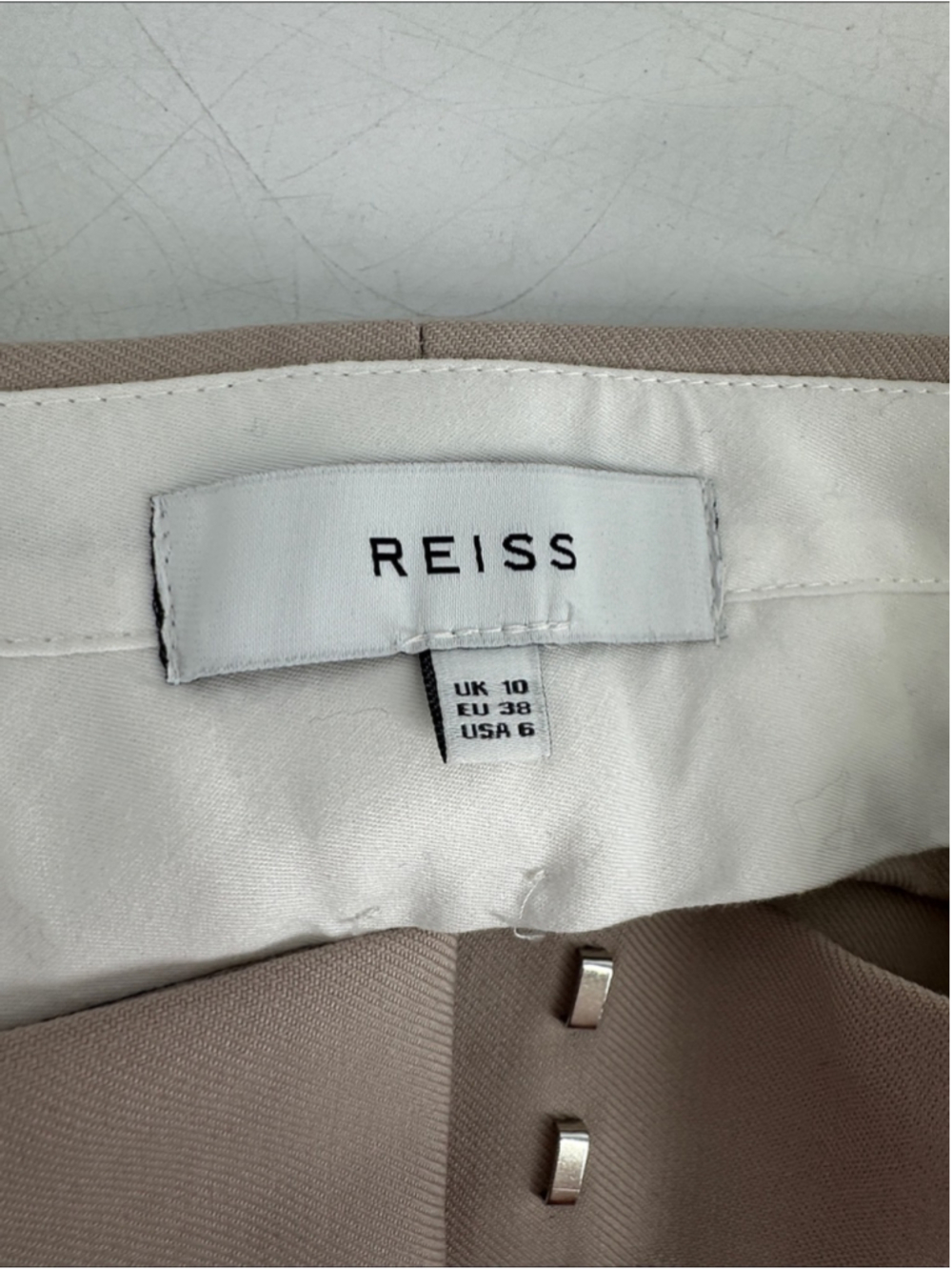 Reiss Miller Wide Leg Trousers wool blend pants neutral minimalist luxury sz 6 - Picture 6 of 13